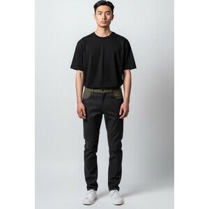 Yang Li 5 Pocket Contrast Trousers Size 46 US 30 S Mens Black Green $635